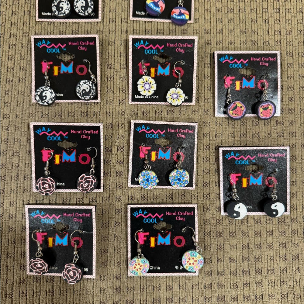 Lot of 10 Assorted Fimo Clay Earrings